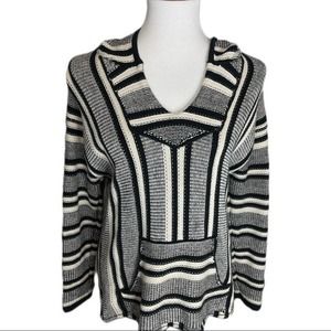 FOREVER 21 STRIPED HOODED PULLOVER SWEATER